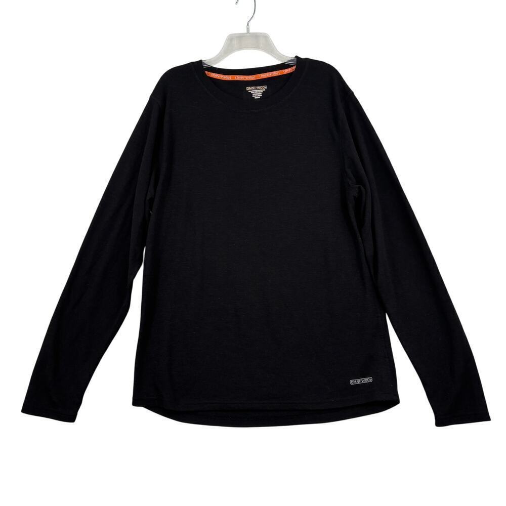 Omni-Wool Base Layer Shirt Men Size XXL Black Long Sleeve Crew Neck Stretch Knit